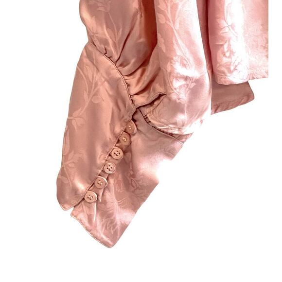 Millie Womens XL Top in Pink Jacquard Tie Neck Layered Sleeves Button-Up NWOT - Picture 11 of 14